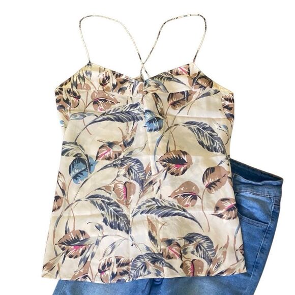 Madewell Floral Print Crisscross Silk Cami. Size Small - Picture 3 of 5